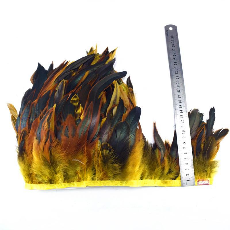1Meter Natural Rooster Tail Feather Trims for Clothes Plumas 13-18cm Party Feathers for Crafts DIY Sewing Home Decoration Plume