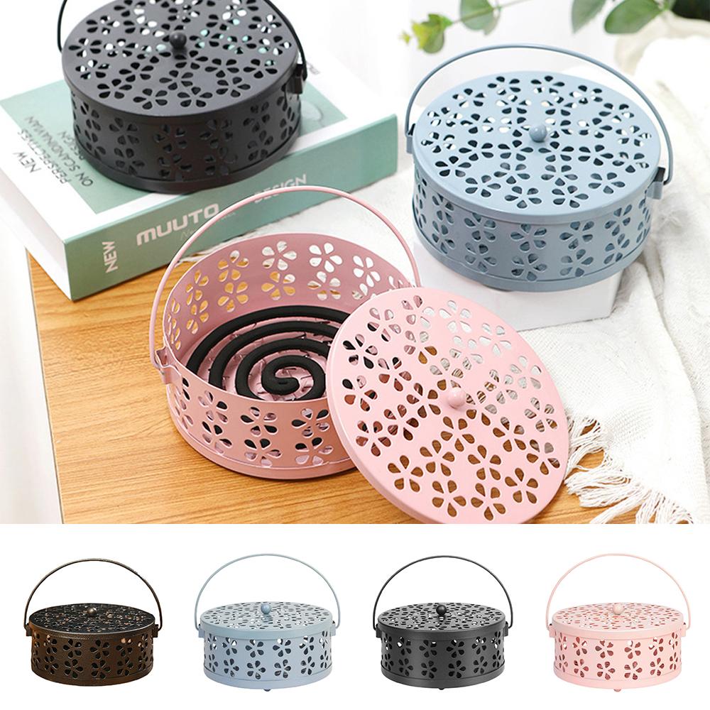 Iron Mosquito Coil Box Mosquito-repellent Household Wrought Cover Decor Sandalwood With Mosquito Iron Home Burner Incense M7X0