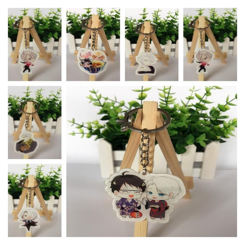 Popular Anime Yuri!! Victor Katsuki Yuri Plisetsky Acrylic Keychain Keyring Gift 100% Brand New High Quality 5cm Ice Skating Theme