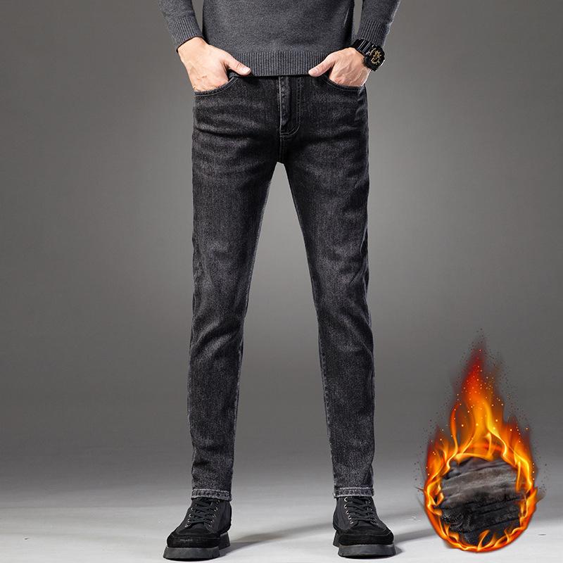 

2024 Мужские бархатные джинсы, мужские леггинсы маленького размера, осенне-зимняя коллекция, эластичные утягивающие, средняя талия, длинные брюки для мужчин 36