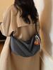 Nylon Plaid Shoulder Bag With Zipper Closure For Casual Daily Use