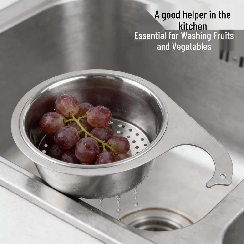 Stainless Steel Swan Dish Drying Rack with Kitchen Sink Faucet Drainer and Waste Filter Basket for Wet/Dry Separation