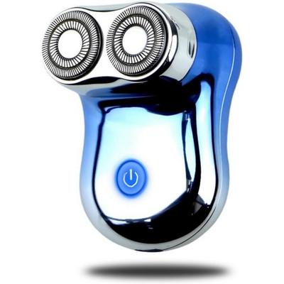 Barbeador elétrico masculino 2 cabeças viagem elétrico facial aparador usb recarregável rápido aparador de barba, azul