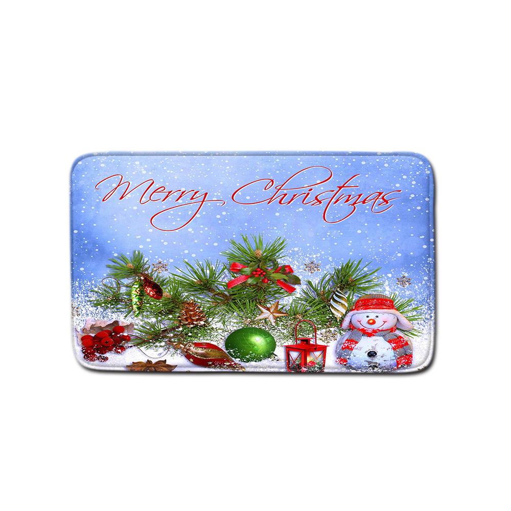 Christmas Shower Curtain Floor Mat Combination Four-Piece Set Bathroom Toilet Carpet Shower Room Mat Foot Mat
