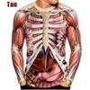 Herren Langarm-T-Shirt Menschliche Anatomie Organ Skelett 3D-Druck Rundhalsausschnitt Halloween-Party Lässige Oberteile