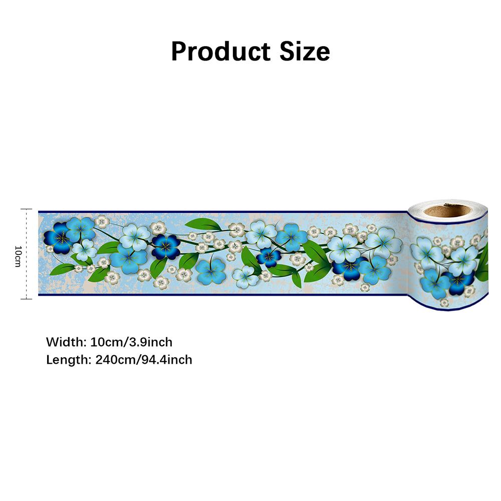 10cm*240cm Self-adhesive Waist Line Decorative Strip Bathroom Skirting Line Floor Tiles Waterproof Peel & Stick Wall Sticker