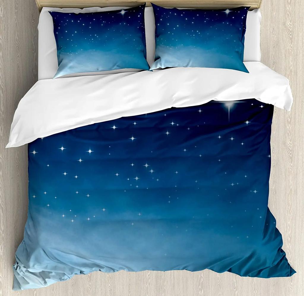 Night Bedding Collection For Bedroom Bed Home Star Filled Dark Sky Vivid Celestial Theme Cosmos Duvet Cover Quilt Cover And Pillowcase