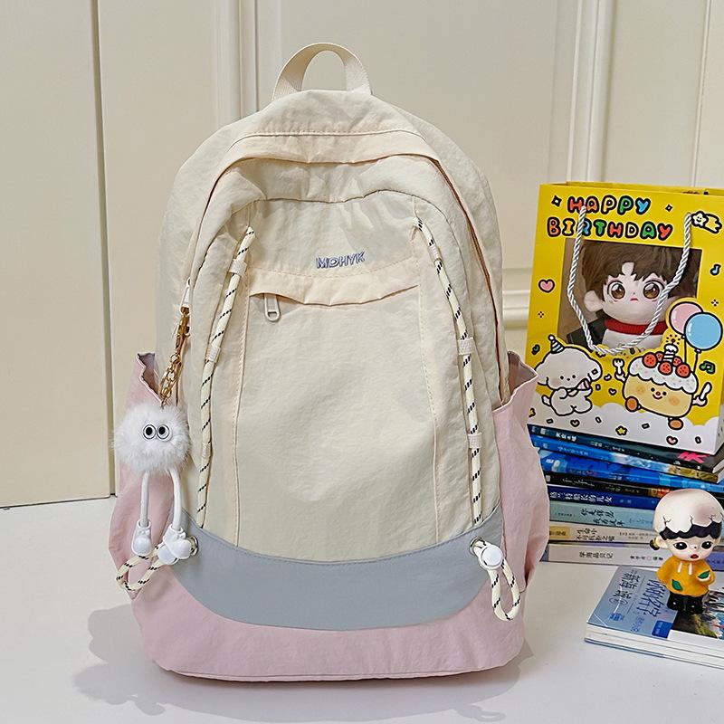 Schoolbag Korean ins Contrast Color Splicing Backpack Women's Lightweight Versatile Junior High School Student High School Student School Bag 