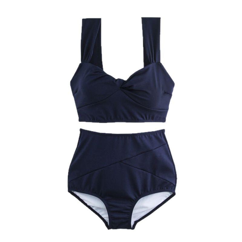 European and American Solid Blue Sexy Swimsuit - Free Size, New & In Stock
