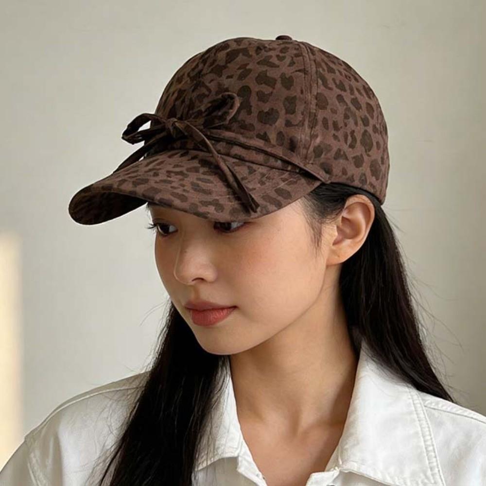 Sunscreen Y2K Peaked Hat Sunshade American Style Casquette Leopard Print Bow Baseball Cap Men