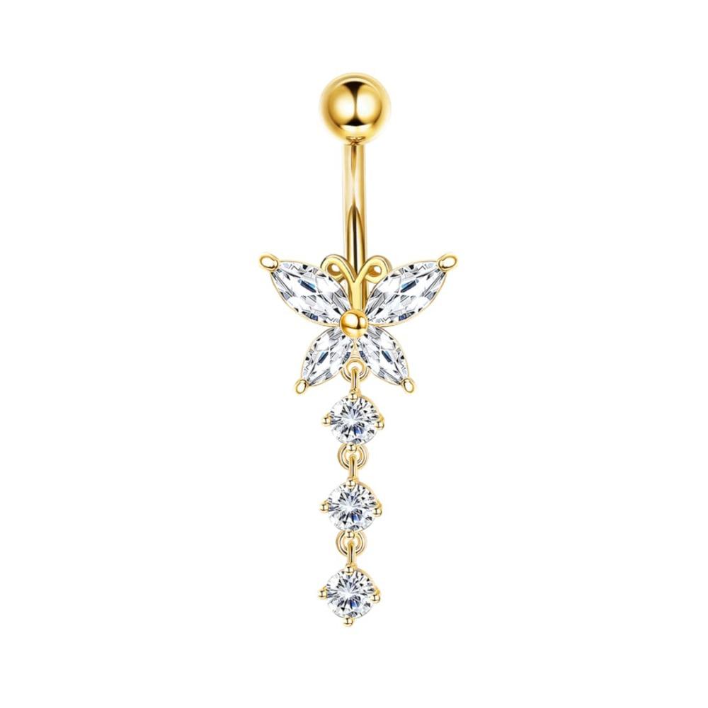 Bobisty14G Belly Button Bars for Women Surgical Steel Belly Bar CZ Butterfly Snake Clicker Navel Ring Body Piercing Jewellery