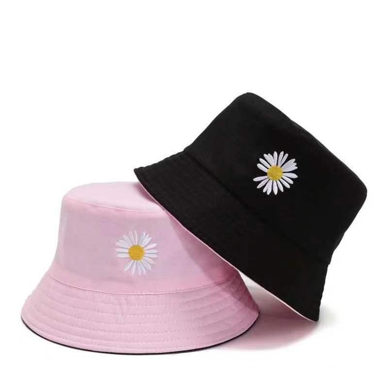 Unisex Zweiseitiger Gänseblümchenhut Mit Kurzer Krempe Baumwoll-Polyester Sonnenschutzmütze Outdoor Reisen Strand