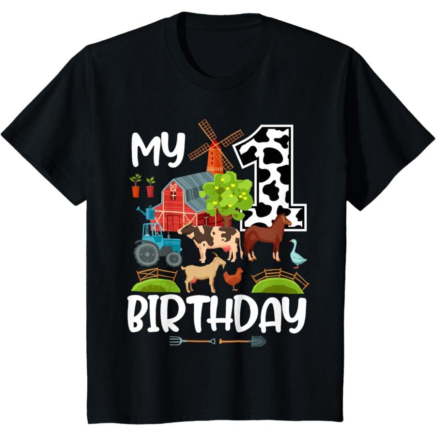 My 1st Birthday Farm Tractor Animals - 1 Year Old Gift T-Shirt XXXXXL чёрный