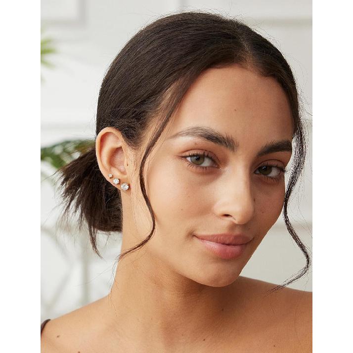 6 Pairs Stud Earrings Set, Hypoallergenic Cubic Zirconia 316L Earrings Stainless Steel CZ Earrings 3-8mm