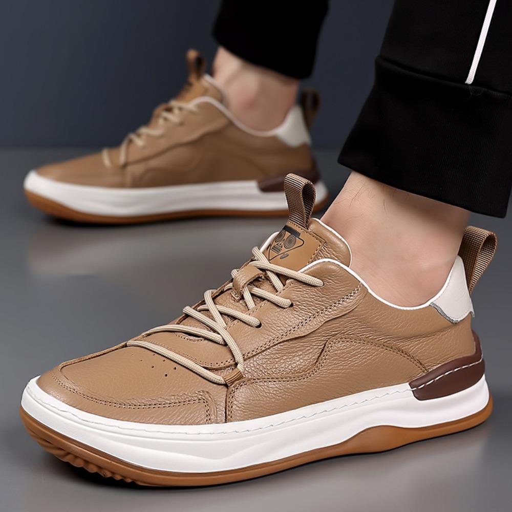 Mens Leather Shoes Genuine Cowhide Breathable Casual Clown Sneakers Fashion Footwear