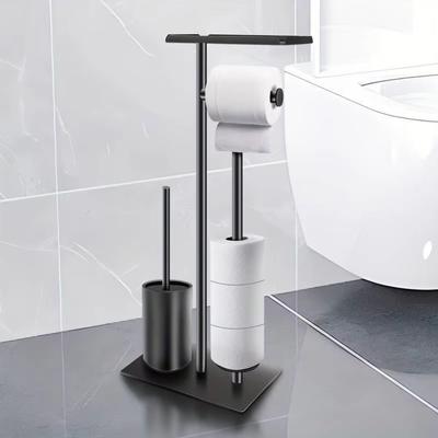 Rust-proof Floor Standing Toilet Roll Holder Freestanding Tissue Dispenser  Hotel Bathroom