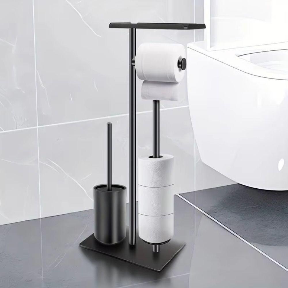Rust-proof Floor Standing Toilet Roll Holder Freestanding Tissue Dispenser Hotel Bathroom