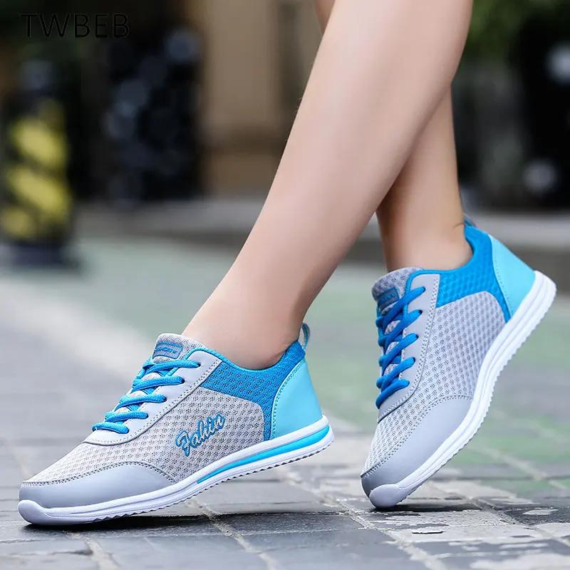 Breathable Fashion 2025 New Women's Sneakers Soft Comfortable Women Sneakers Mesh Fabric Lace Up Female Footwear