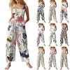 Dam Casual Jumpsuit Ärmlös Blommig Bomullsjumpsuit