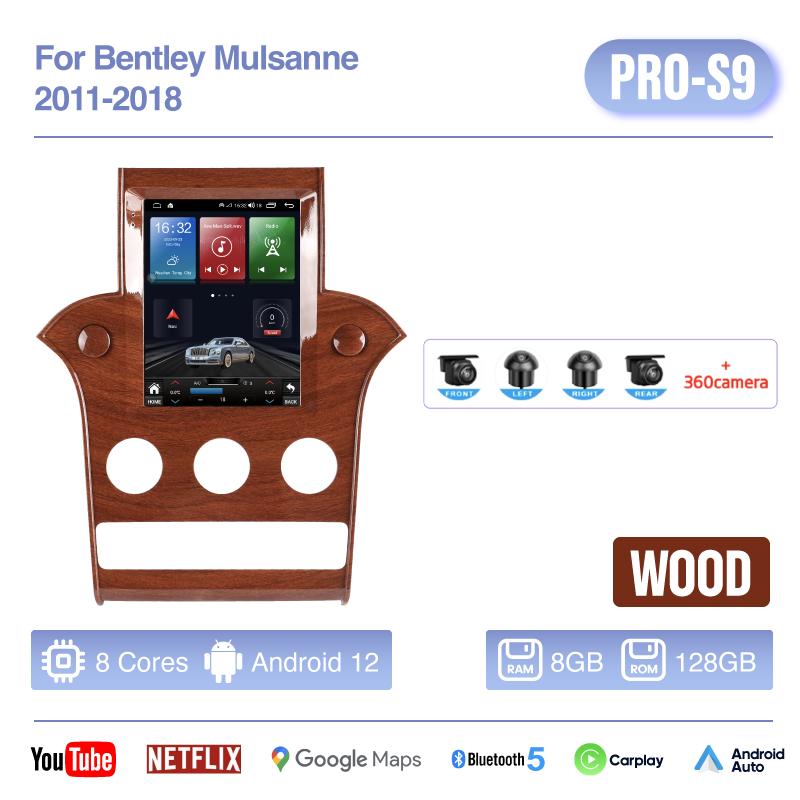 10.4 Inch Android12 MediaCarPlayer For Bentley Mulsanne 2011-2018 GPS Navigation 8Core 8+256G CarPlay 4G 360Camera