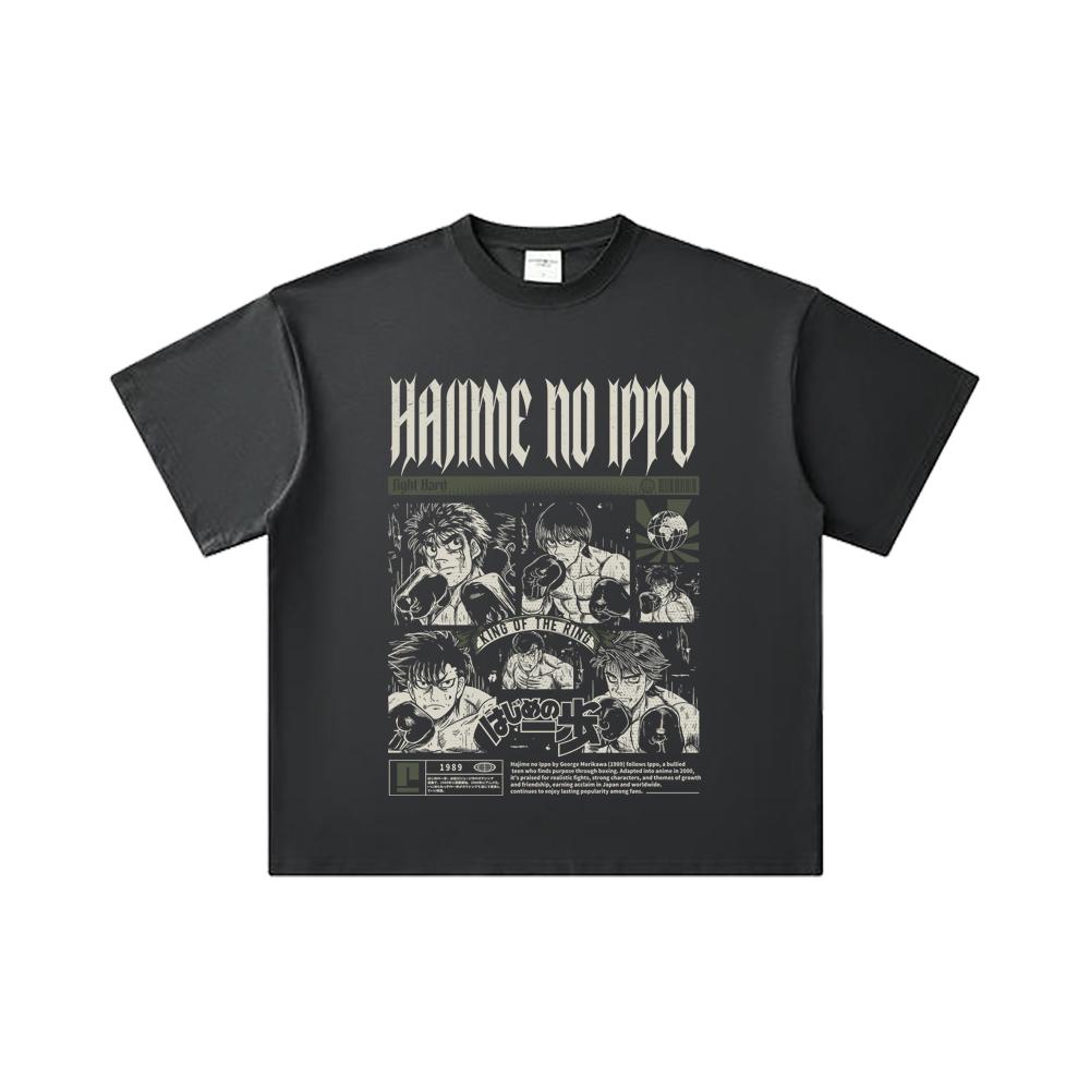 260 GSM Double Yarn 32 Count 100% Cotton Hajime No Ippo V3 Print Unisex Heavy Cotton T Shirt