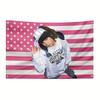2D Tokyo Hotel Pink American Flag Outdoor Banner Wall Door Decor for Room Yard Garden Music Theme Party Gift