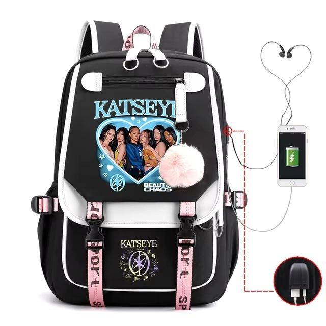 2026 New Katseye Kpop Print Backpack Teen Students Casual Daypack Lightweight Large-Capacity Travel Bookbag