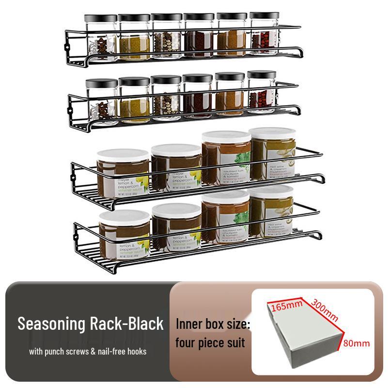 Raft de condimente din oțel inoxidabil fără găurire - Depozitare bucătărie pentru sticle de condimente