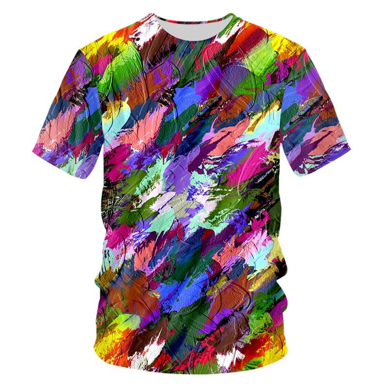 Round Neck T-shirt Men And Women Hip-hop Fitness 3D Tie-dye Printing T-shirt Sweatshirt Personality Colorful Oversize