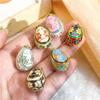 Floral Easter Egg Pendant Zircon Necklace Pendant Light Luxury Colorful Enamel Pendant  Party