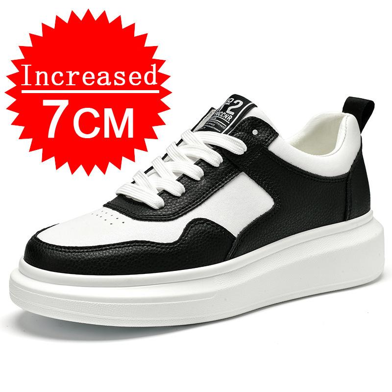 7CM Genuine Leather Heightening Shoes Breathable Mesh For Summer Casual Fashion Sport Platform Shoes Increase Height Shoes 38-45