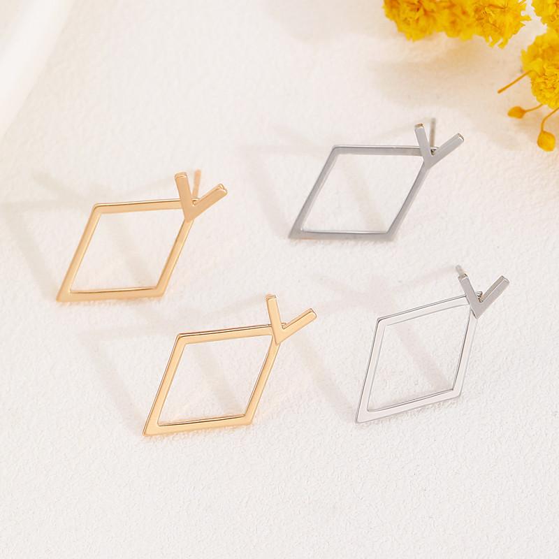 Geometric Rhombus Double Layer Combination Design Earrings For Women Simple Fashion Daily Accessory Party Jewelry Birthday Gifts