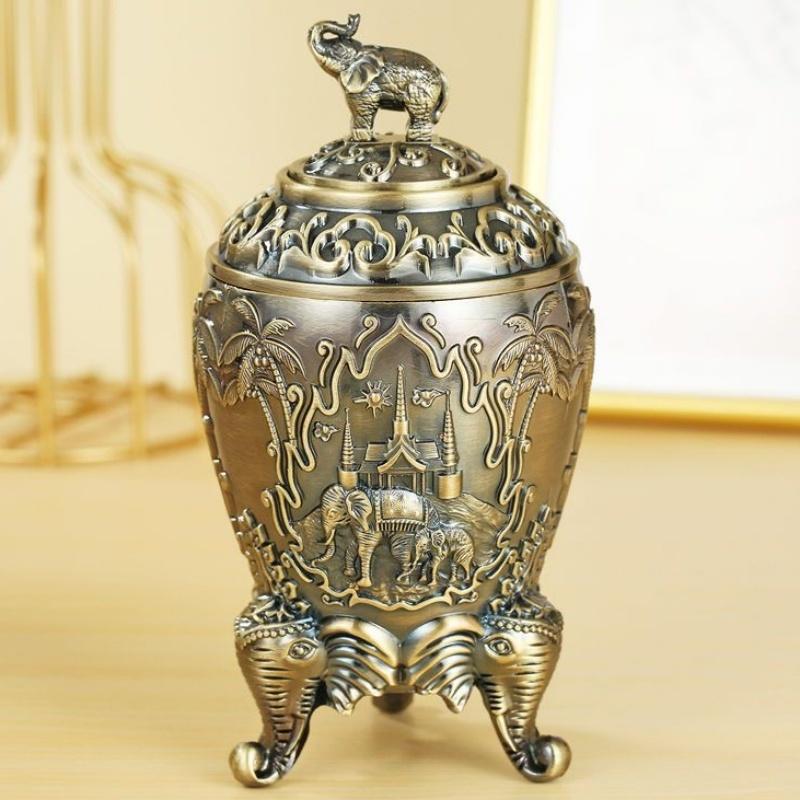 Automatic Push-type Toothpick Box Alloy Elephant Toothpick Holder Dresser Desktop Organizer Display Party Decoration Unique Gift