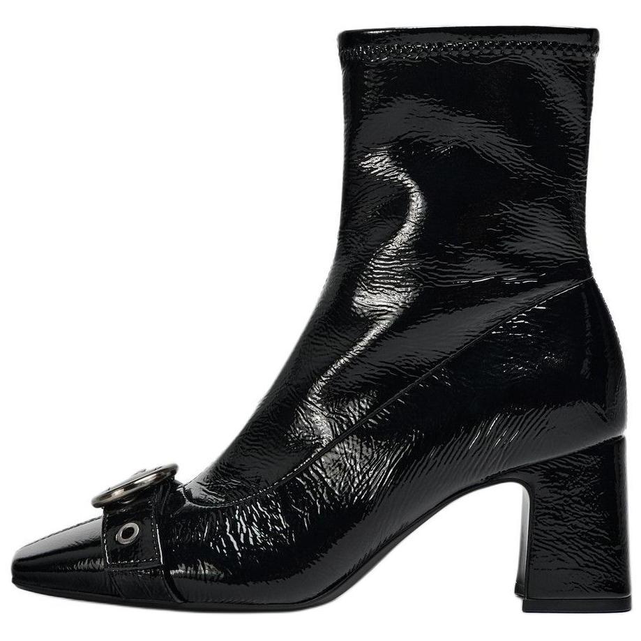 

Zara Минималистичные универсальные ботильоны 6,5 см женские ботинки черные 13143410-35 39