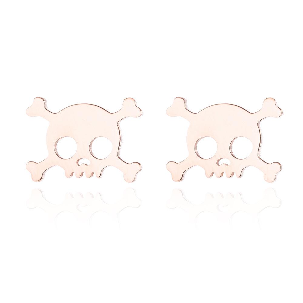 Retro Stainless Steel Dinosaur & Christmas Motif Stud Earrings