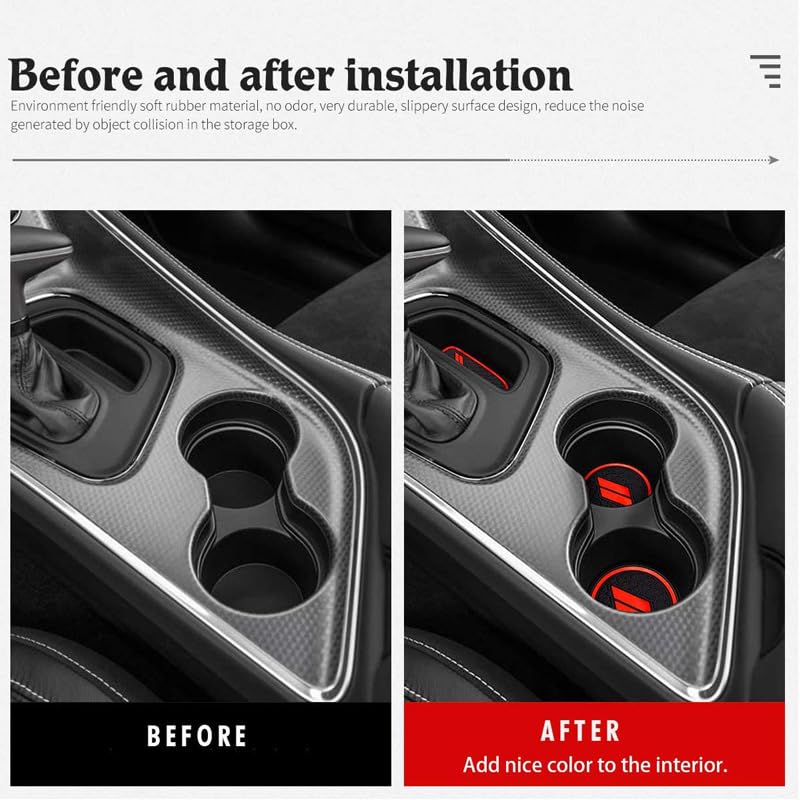 Matten für Dodge Challenger Zubehör 2015 2016 2017 2018 2019 2020 2021 2022 Maßgefertigt Getränkehalter Tür Mittelkonsole 11 AIGOU-Life Staubdicht 2023,