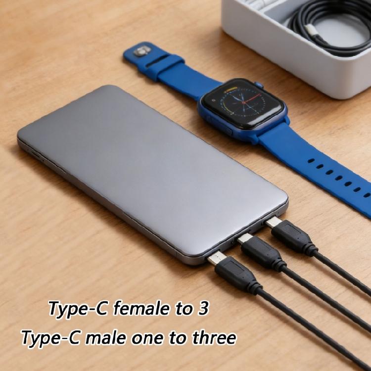 Type C Splitter Cable Type C 1 Female to 3 Male Converter Multiple Expander Cable Multiport Split Adapter for Smartphone