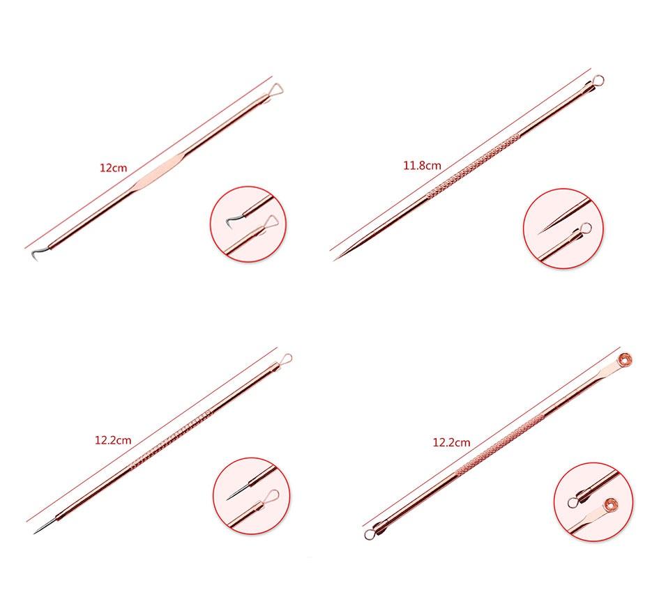 4pcs/set  Stainless Steel Blackhead Remover Tool Kit Face Massage Whitehead Pimple Spot Comedone Acne Extractor Face Massager