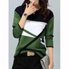 Women Winter Blouses T Shirt Geometric Contrast Long Full Sleeve Print Loose Women Shirts Spring Autumn Elegant
