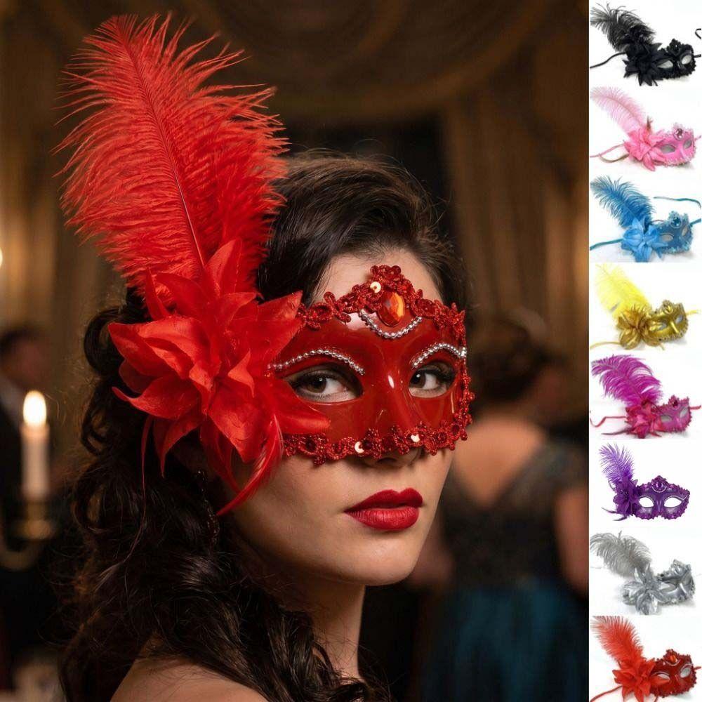 Flower Feather Mask Multicolor Masquerade Ball Mask Halloween Festival Party Mask Women's Event
