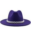 Woolen Hat Elegant Fashion Pearl Woolen Hat British Style Jazz Hat Big Brim Hat Women's Autumn and Winter Top Hat
