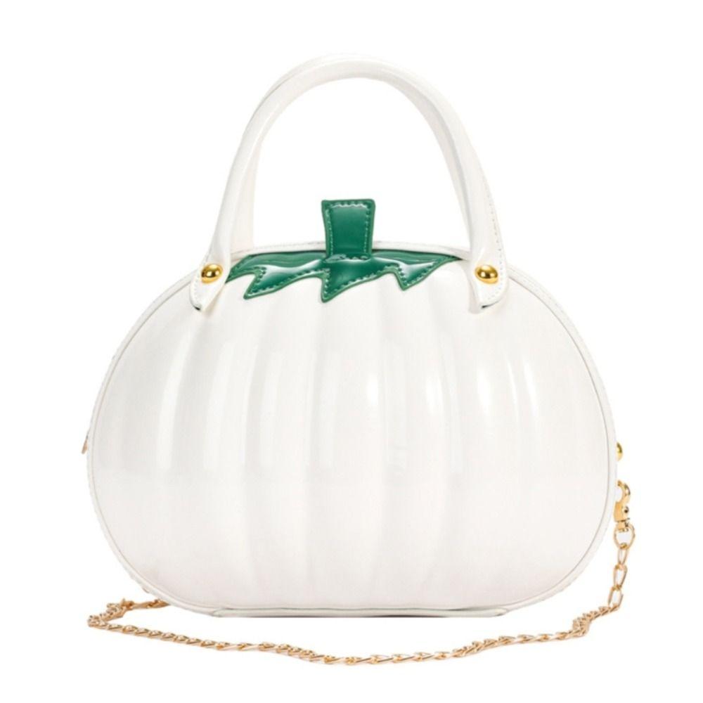 

PU Leather Pumpkin Shoulder Bag Zipper Candy Treat Bag Cute Halloween Candy Handbag Girls белый