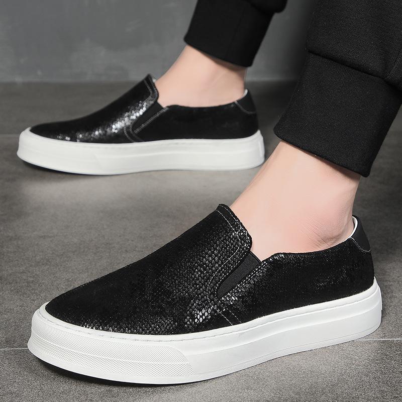 

Crocodile men s shoes summer breathable shoes leather one-pedal lazy shoes board shoes loafers casual shoes 38