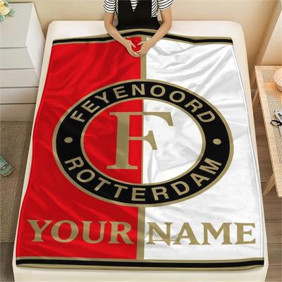 1PC Custom Name Feyenoord Patterned Flannel Blanket Suitable For All Seasons for Home Decor Warmth and Comfort Gifts Holiday Present_xia