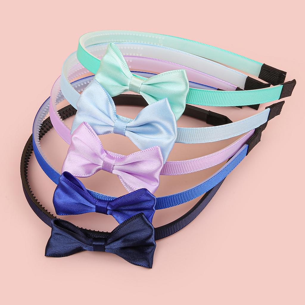 5 st 2,5 tums satin hårrosetter med pannband plasttänder hårband barn flickor pannband barn håraccessoarer set