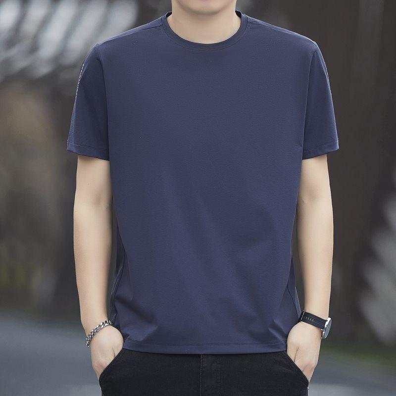 

In Stock 2026 Short Sleeve Men s Summer T-shirt - Quick Dry Ice Silk, Round Neck, Plus Size 4XL темно-синий