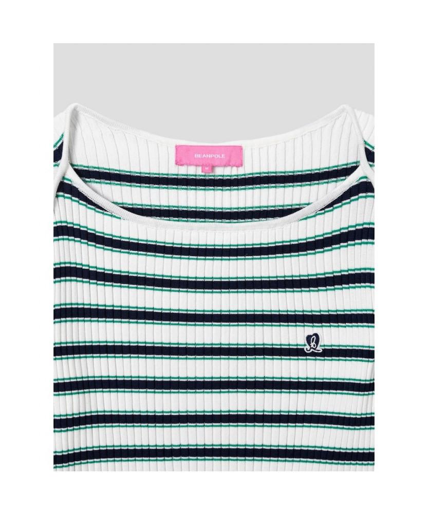 Binpolleidiseu [B. My] Ribbed Stripe Knit Pullover Ivory (Bf6451N020)