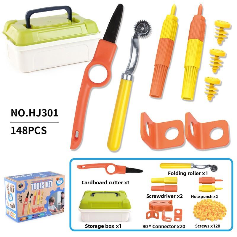 DIY Handmade Products Kit 150PCS with Safe Cutter Tool Box STEM Learning Creative Building Playhouse for Kids Wood Craft