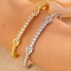 Light Luxury Copper Gold-plated Non-fading , Personalized Light Luxury Double-knot Zircon , Fashionable Versatile 
