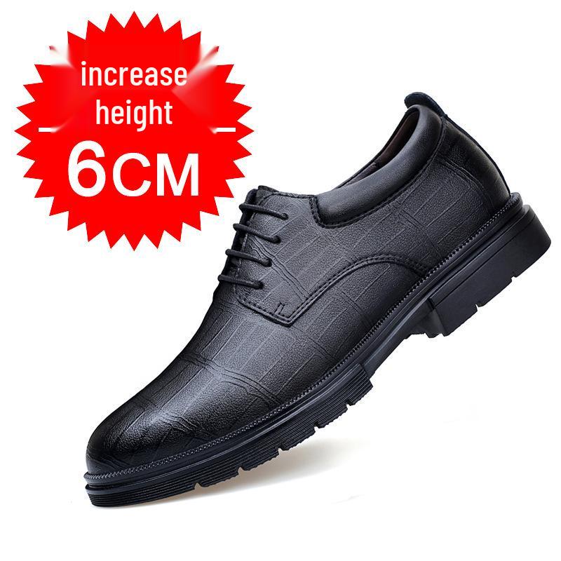 Men s 8CM Height-Boosting Leather Shoes - Formal & Casual, Trendy Lace-up for Autumn/Winter. 42